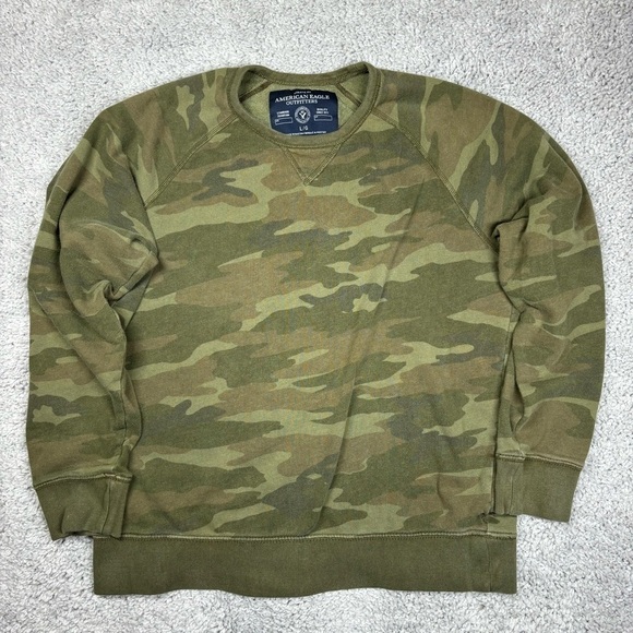 American Eagle Sweatshirt Mens Large Crewneck Camouflage Camo Streetwear Classic - Picture 1 of 3